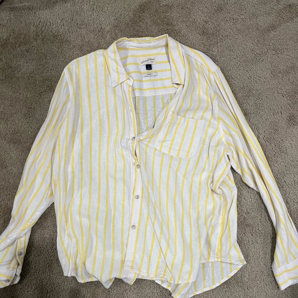 Universal Thread Yellow and White Striped Shirt